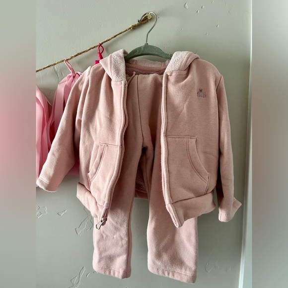 Pink Hooded Jacket & Matching Pink Sweatpants. Gray Heart High Neck Sweatshirt - Picture 2 of 3
